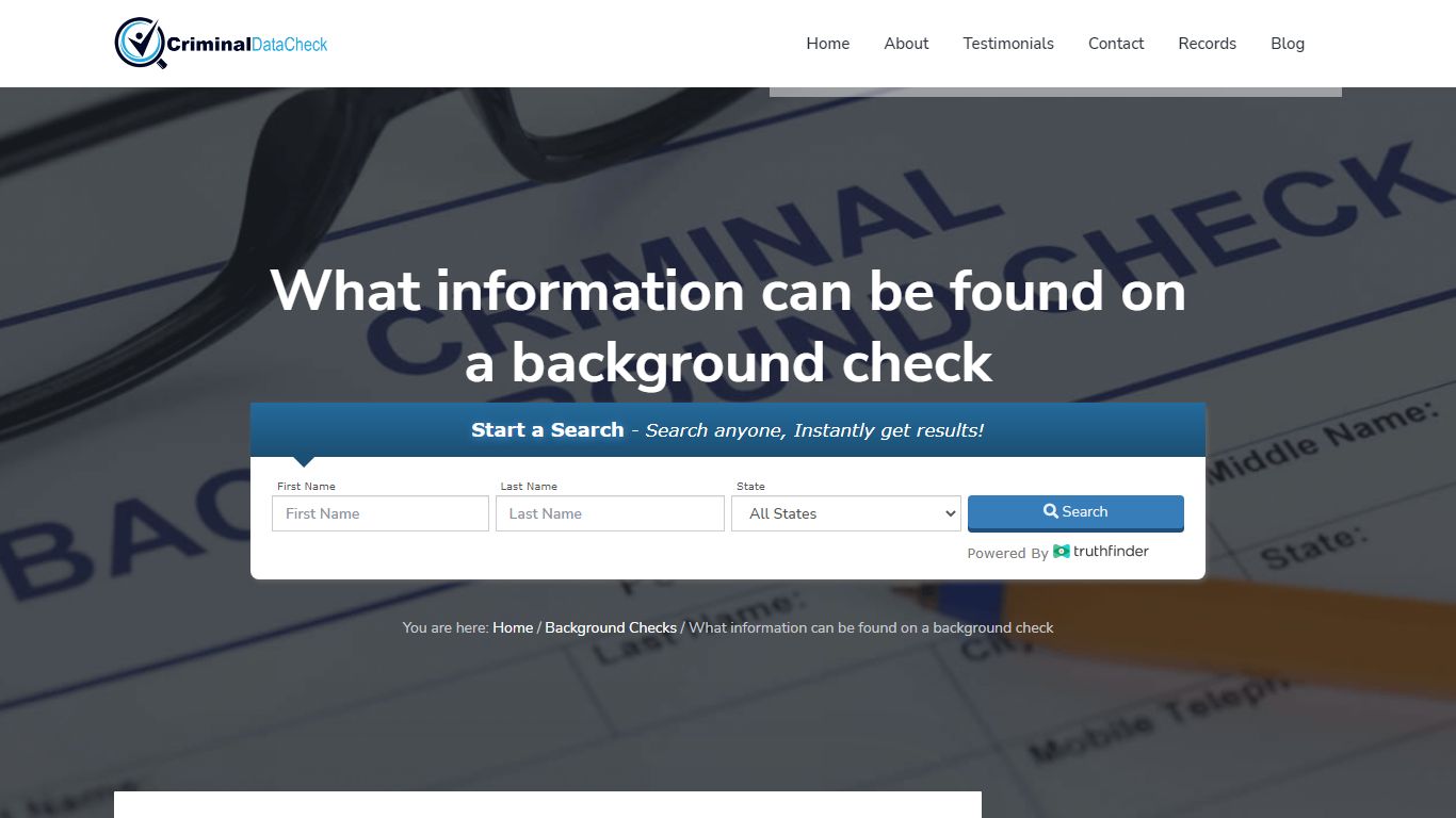 What information can be found on a background check